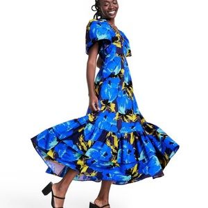 Christopher John Rogers Blue Floral Maxi Dress